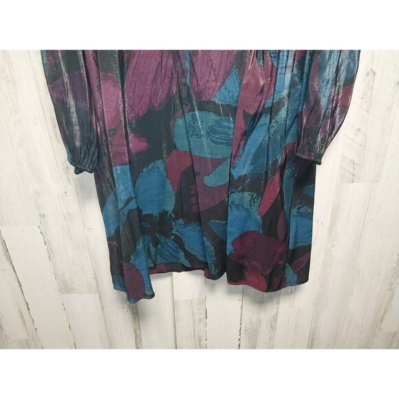 Women's Balloon Long Sleeve Midi Faux Wrap Dress - Ava & Viv Size 2X Abstract - Picture 2 of 7